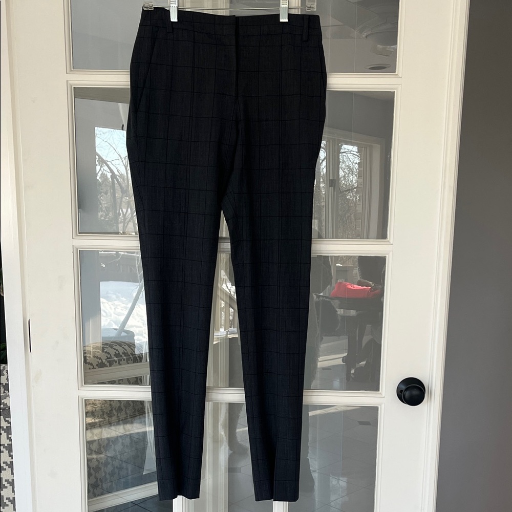 Tibi Plaid Tailored Dress Pants – Charcoal Gray